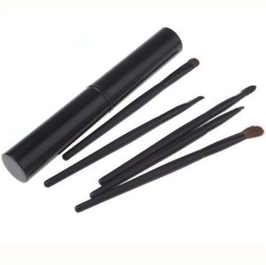 5 Piece Makeup Brush Set With Metal Tube Holder